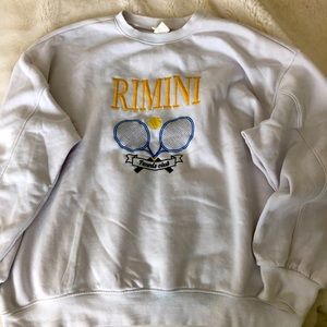 White tennis crew neck sweatshirt.